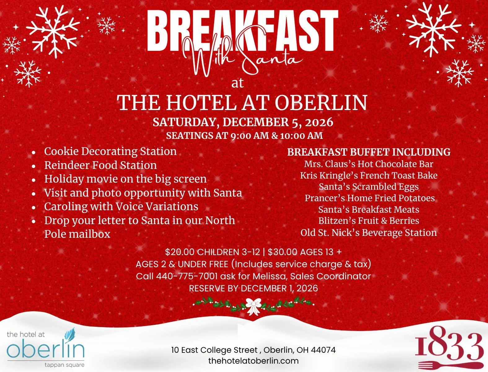 Breakfast with Santa at the Hotel at Oberlin