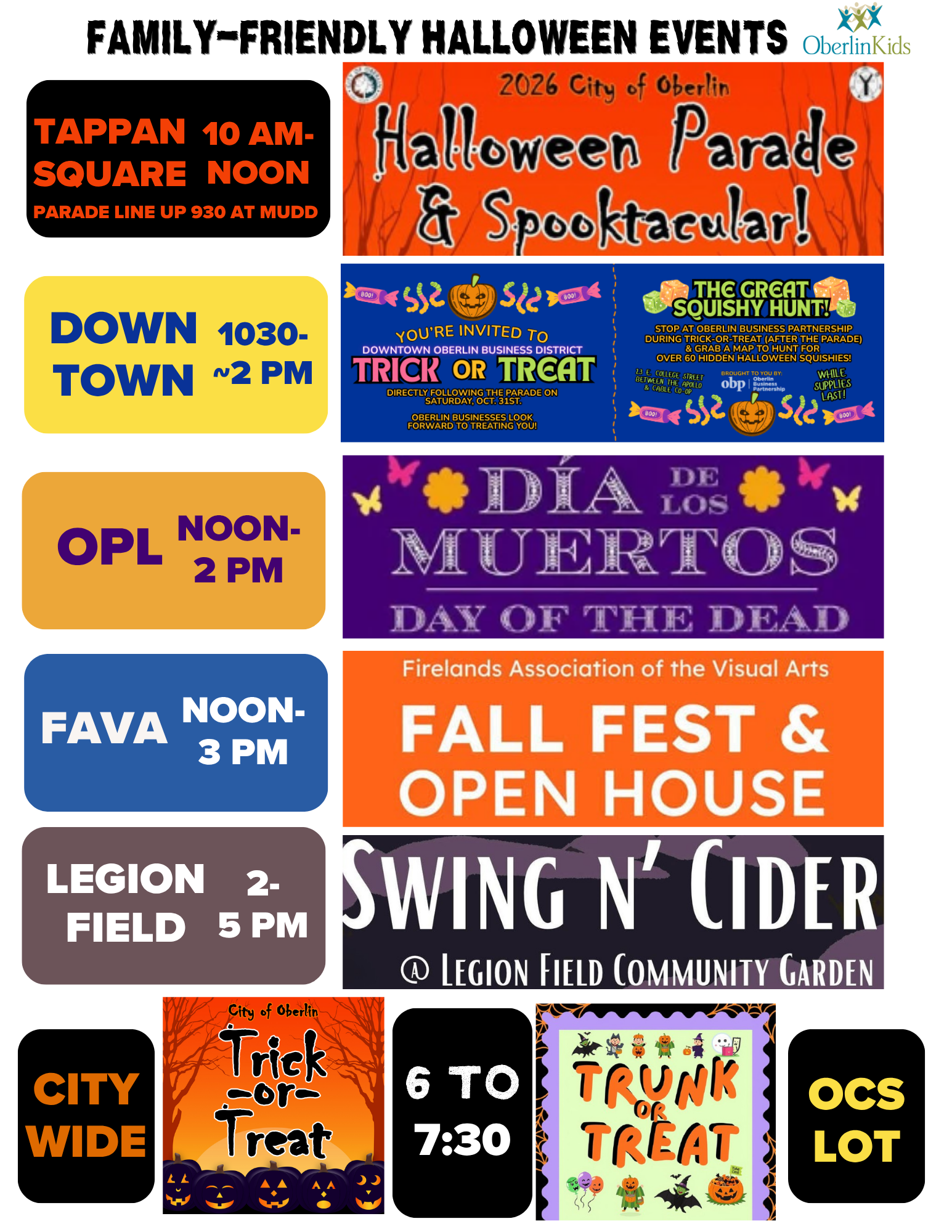 Halloween in Oberlin 2026 Schedule of Events