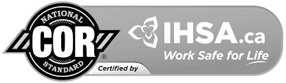 COR safety certification logo with IHSA.ca branding and the slogan 'Work Safe for Life'.