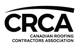 Logo of the Canadian Roofing Contractors Association (CRCA) featuring the organization's name in bold black letters with a curved line above.