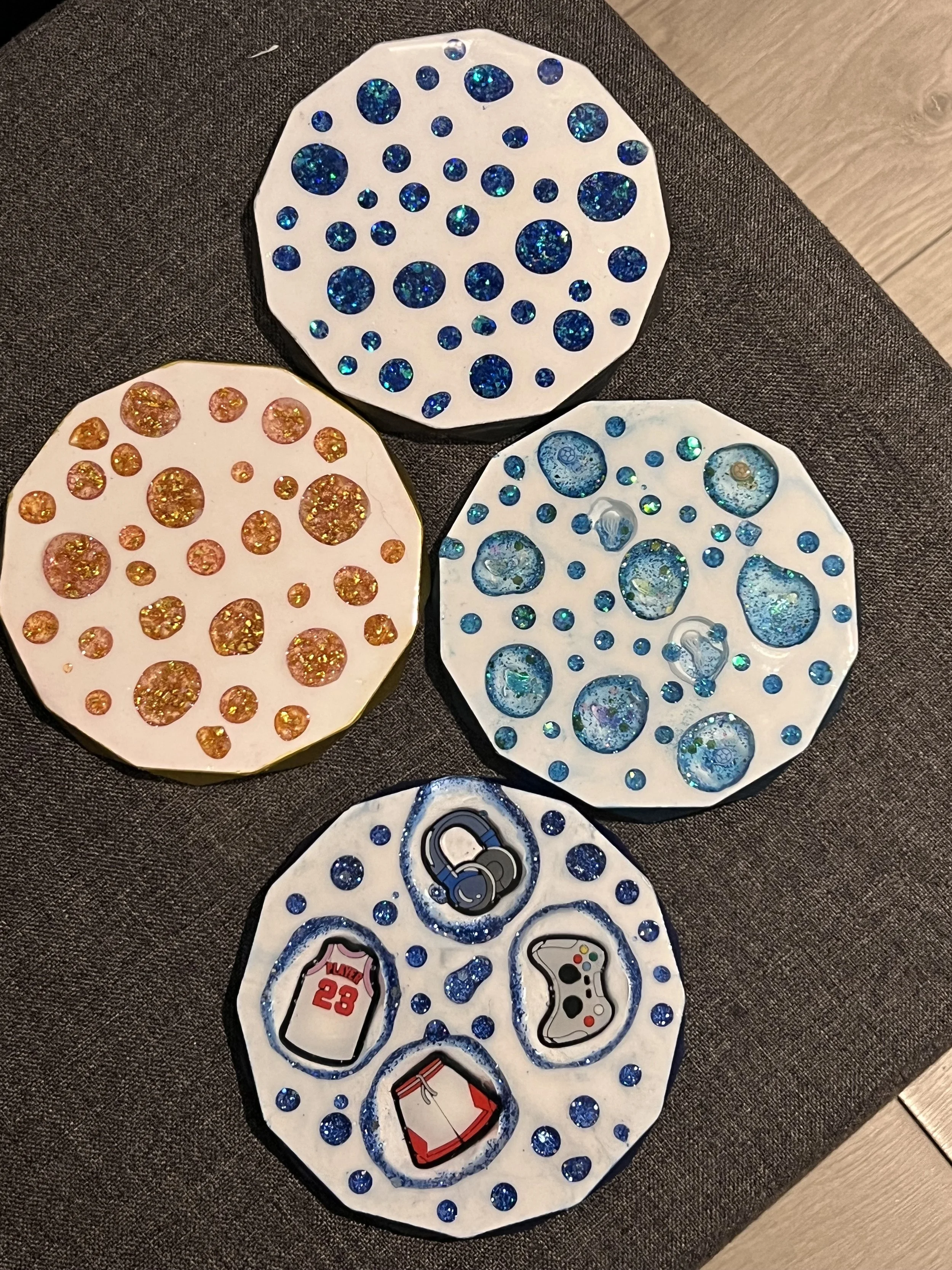 Window coasters for family of 4