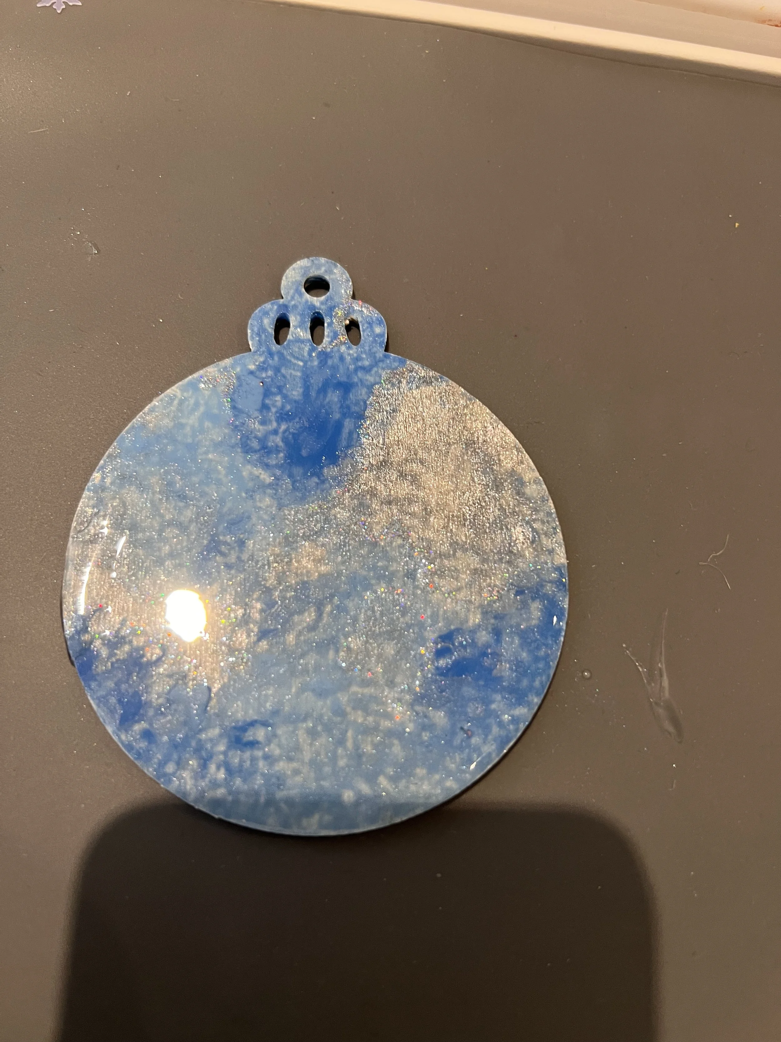 Fluid art wood/ resin bauble/coaster (dipped)  and embellished