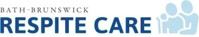 Logo for Bath-Brunswick Respite Care, featuring text and abstract icons of two figures, one with a cane.