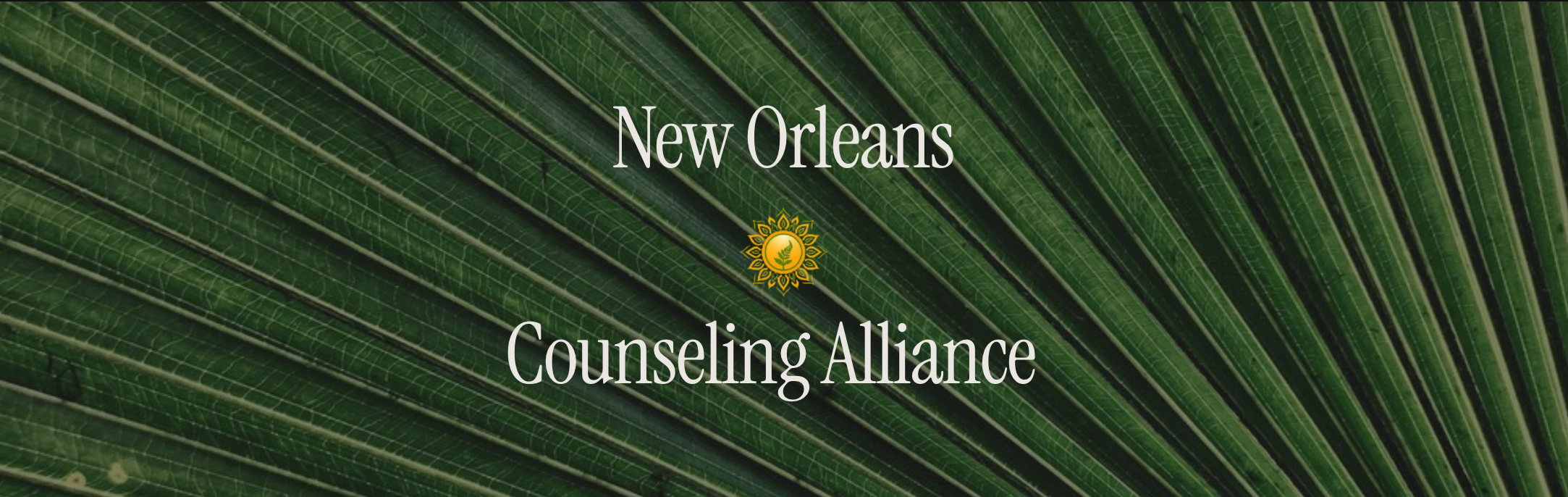 New Orleans Counseling Alliance logo over leafy background