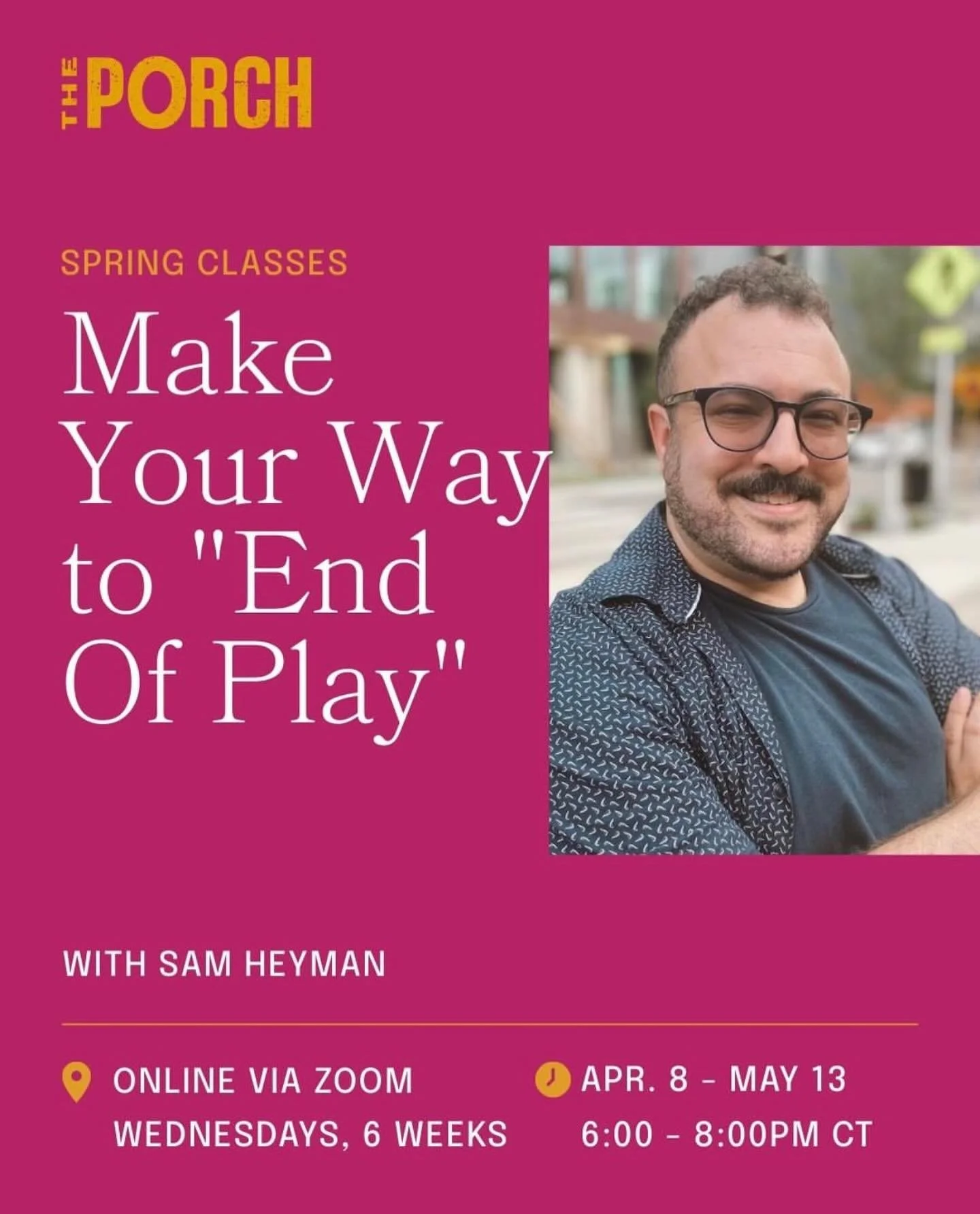 Because (Instagram) Stories Don&rsquo;t Last Forever 

Come write a play with me in April &mdash; and get it read on Zoom in May! I&rsquo;m teaching a virtual generative playwriting workshop for The Porch Writers Collective, aimed at helping folks fi