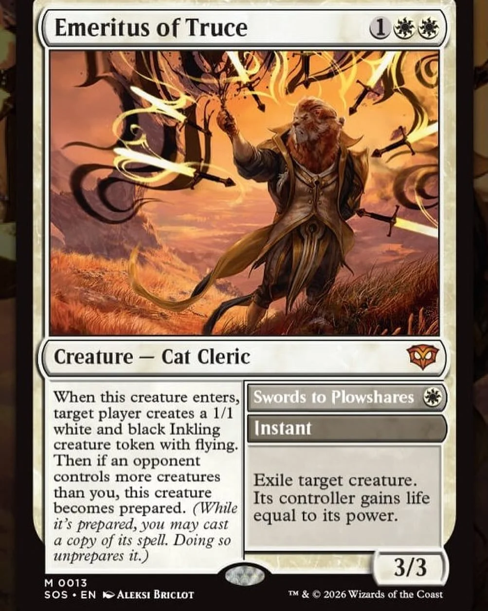 It&rsquo;s Secrets of Strixhaven Spoiler Season and you know what that means (or maybe you don&rsquo;t!)??? 

Cats! Including a mythic Cat with Swords to Plowshares stapled to it!! I am unwell and happy about it!!! #mtg #cats #spoiler #strixhaven