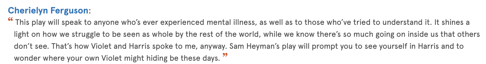 Text quote about mental illness with a person's name, Cherielyn Ferguson, at the top.