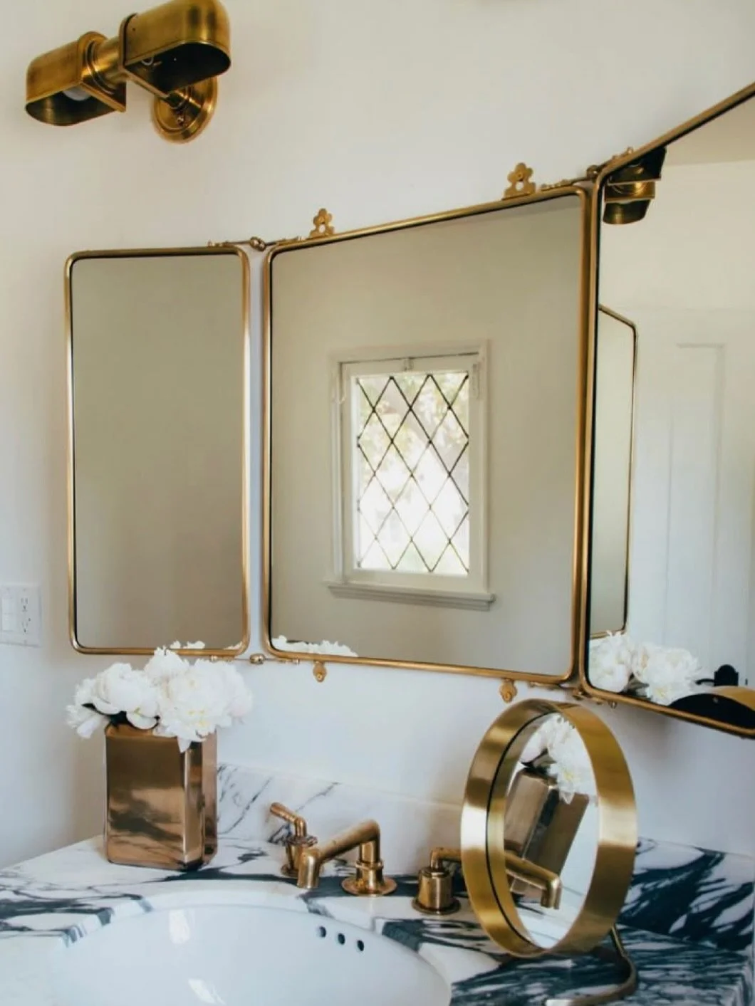 Who said bathrooms should be boring?
Luxury lives in the details &mdash; stone, light, texture, &amp; tone. 
#LeGeytDesign 
#LuxuryBathroom #DesignDetails #BathroomGoals #ElevatedLiving #CuratedSpaces #TimelessStyle