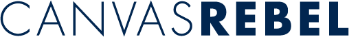 Text 'CANVAS REBEL' in blue and black on a white background.