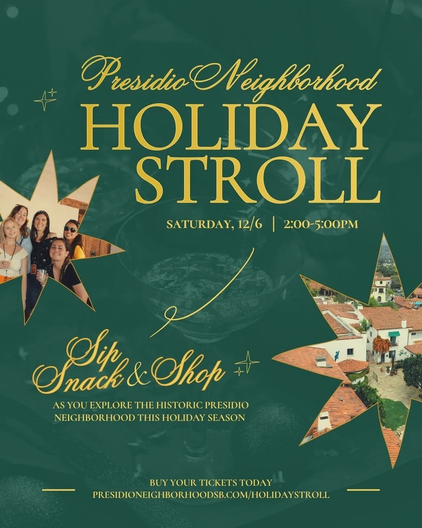 ✨We are excited to announce the 2025 Presidio Neighborhood Holiday Stroll!✨

Join us for a festive afternoon exploring the wineries, retailers, cultural organizations, and restaurants that bring the historic Presidio Neighborhood to life.
Each stop a