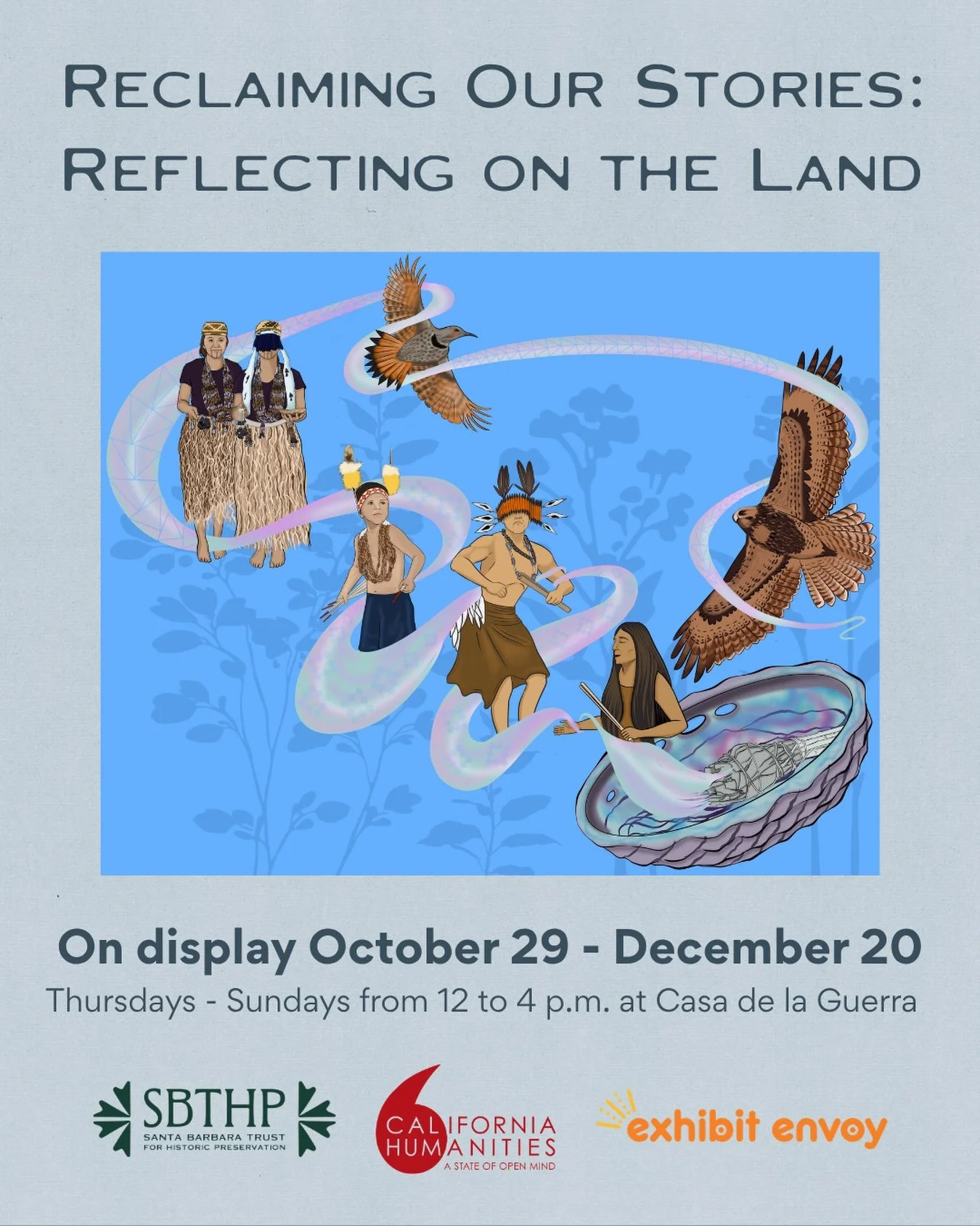 A new traveling exhibition is coming THIS Thursday! 
 
We&rsquo;re excited to welcome Reclaiming Our Stories: Reflecting on the Land, a traveling exhibition from California Humanities. 
 
Through Indigenous voices, artwork, and place-based storytelli
