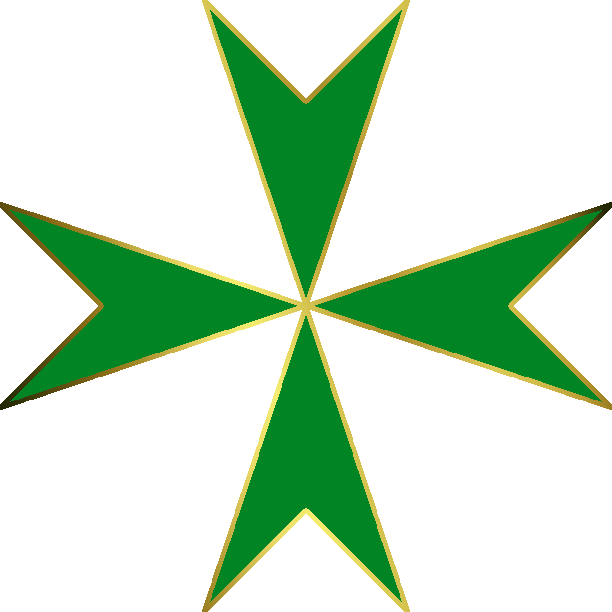 A five-pointed green star with a gold border.