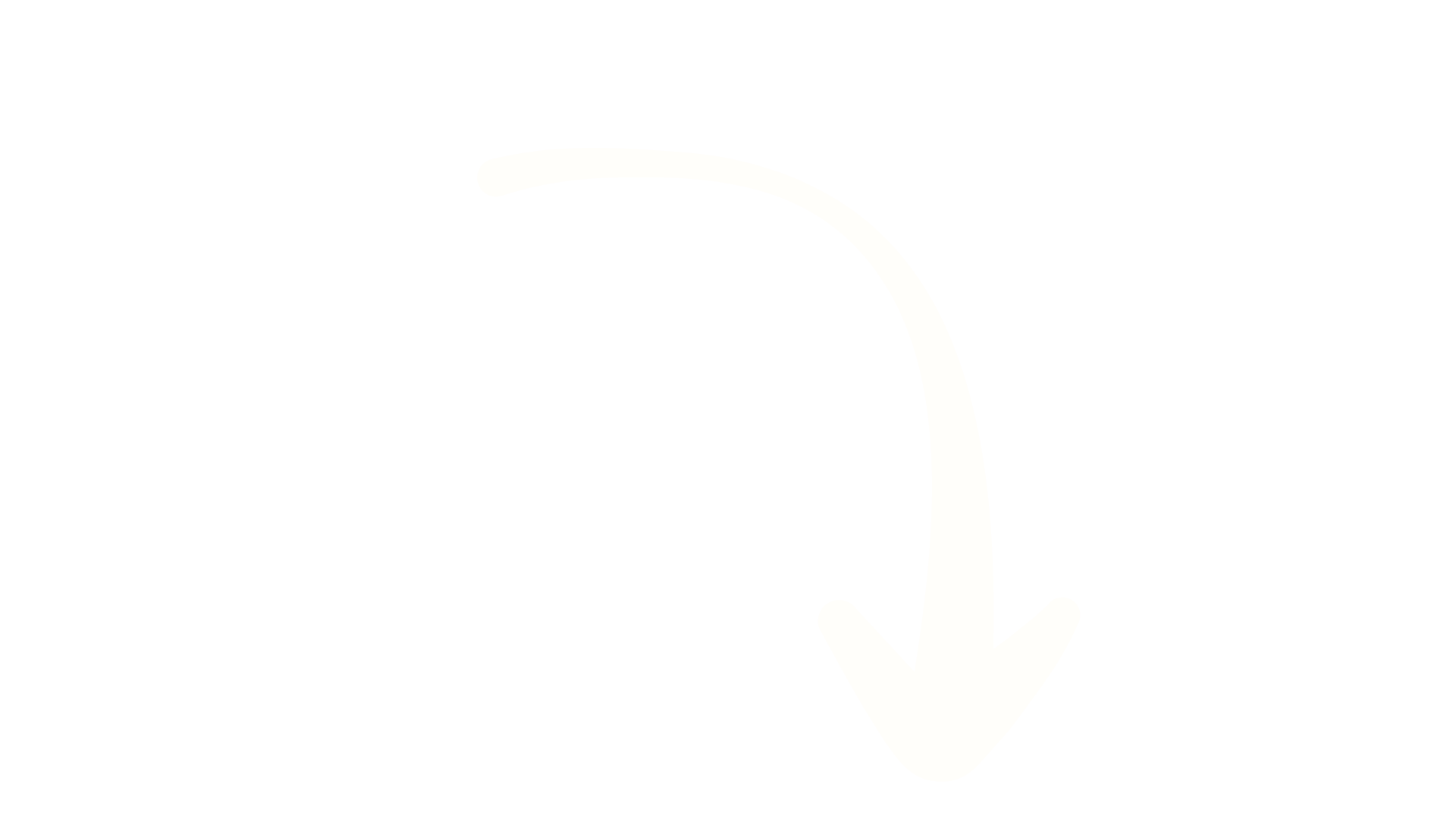 A black and white arrow pointing downward with a curved tail.