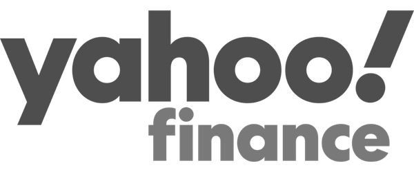 Yahoo! Finance logo in black and white.