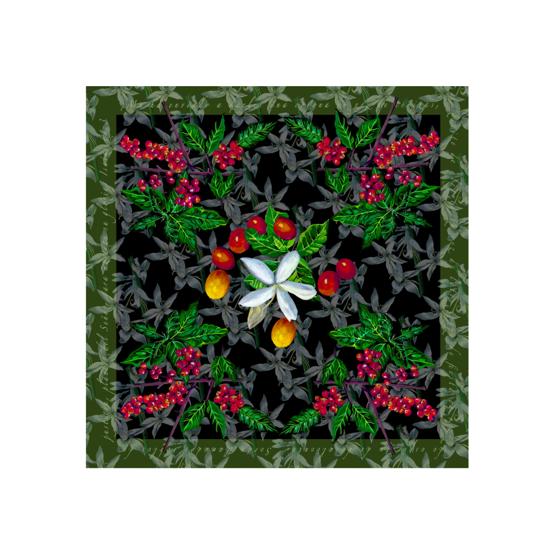 Pañuelo de seda Plantío del Cafetalero, Collección Matices del Café, Costa Rica