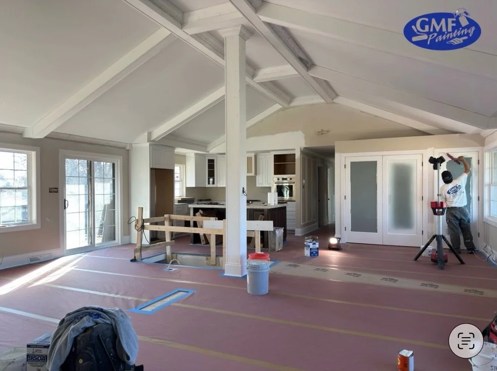 Guys, stay tuned for the final product! 

🎨: accessible beige &amp; snowbound 
#gmfpainting #housepainting #newconstructionhomes