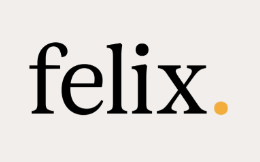 The word 'felix' written in black lowercase letters with an orange period at the end.