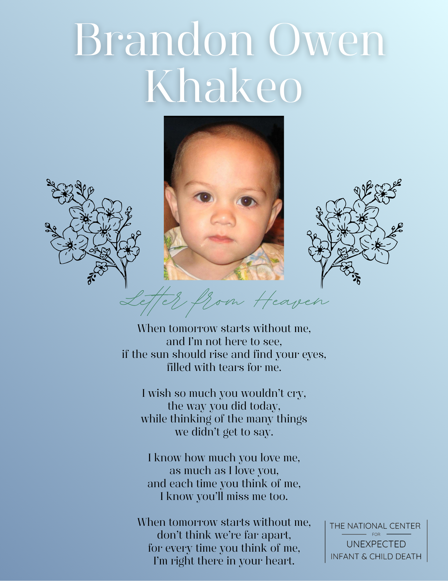 Memorial page honoring Brandon Owen Khakeo. 