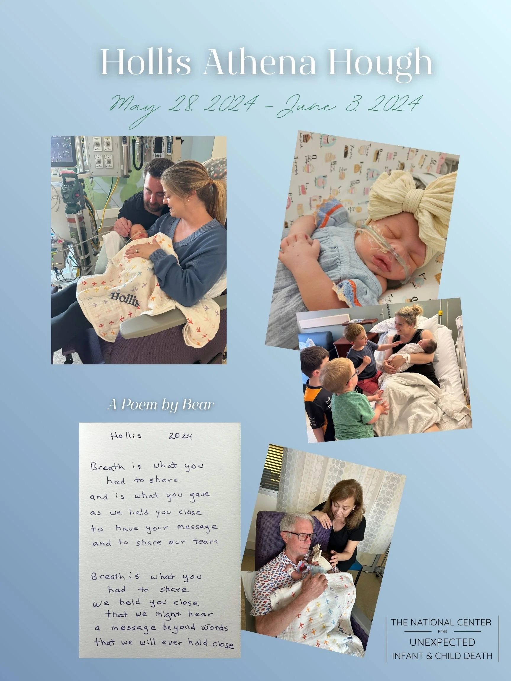 Memorial page honoring Hollis Athena Hough. 