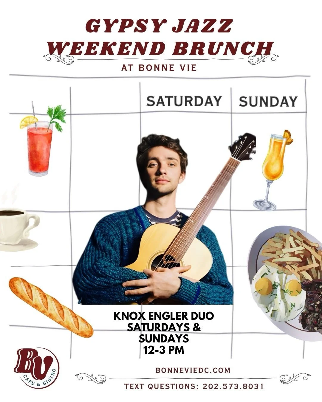 You&rsquo;re invited to the soft opening of our Gypsy Jazz Brunch this weekend 🎸🎤 Enjoy our brunch menu paired with $10 cocktails and live jazz. As the season warms, we&rsquo;ll take the experience to our rooftop☀️🌅

🔗Reserve your table via the l