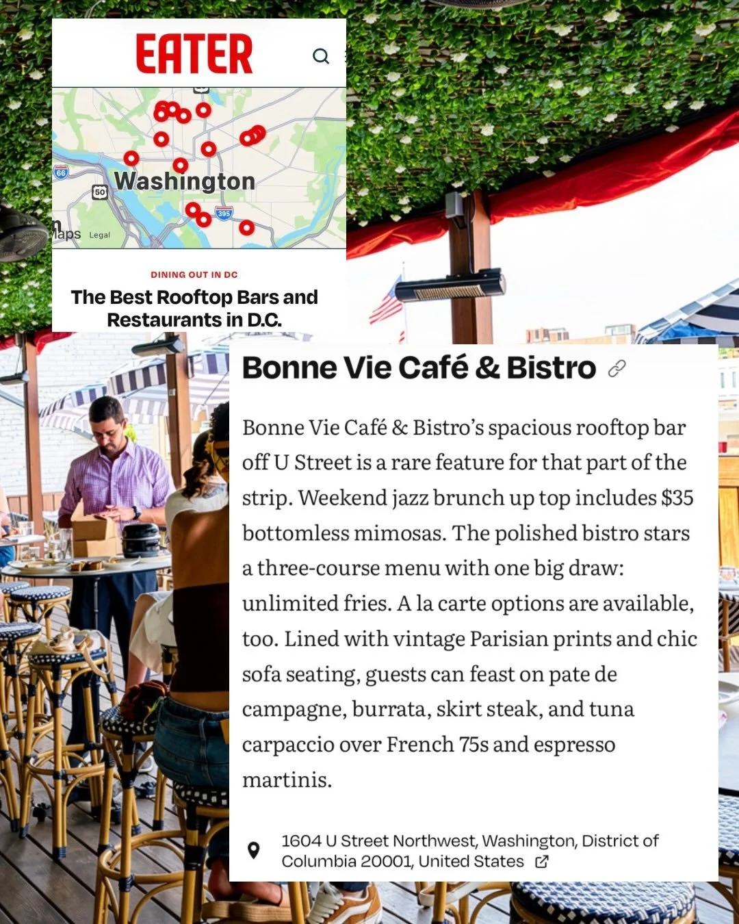 Thank you @eater_dc for including us on your latest map of the best rooftop bars in DC! ☀️🍸#dcrooftops #dcbars 

Join us every weekend for our jazz brunch sessions featuring live music, delicious bites, cocktails, and vibes. 🎷✨

Reserve your table 