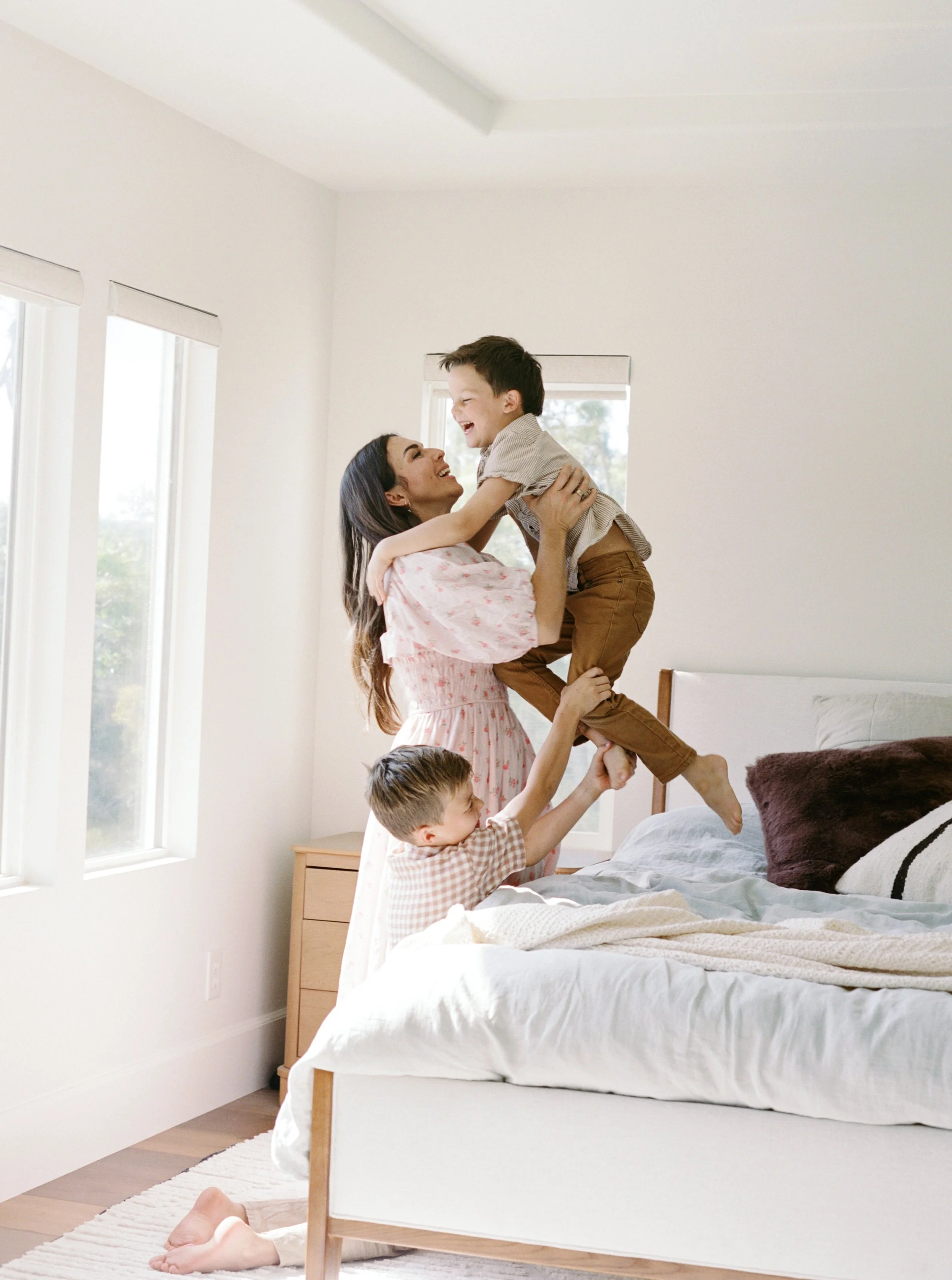 mother and two son film photography