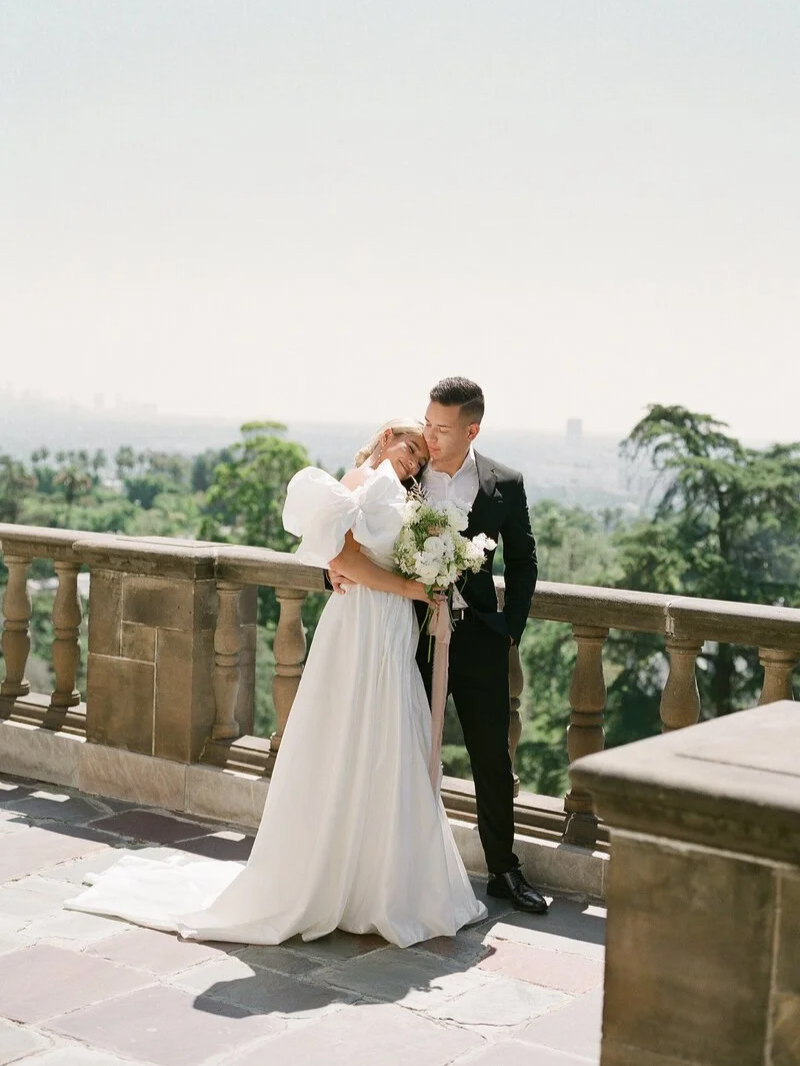 Bride and groom on their wedding day