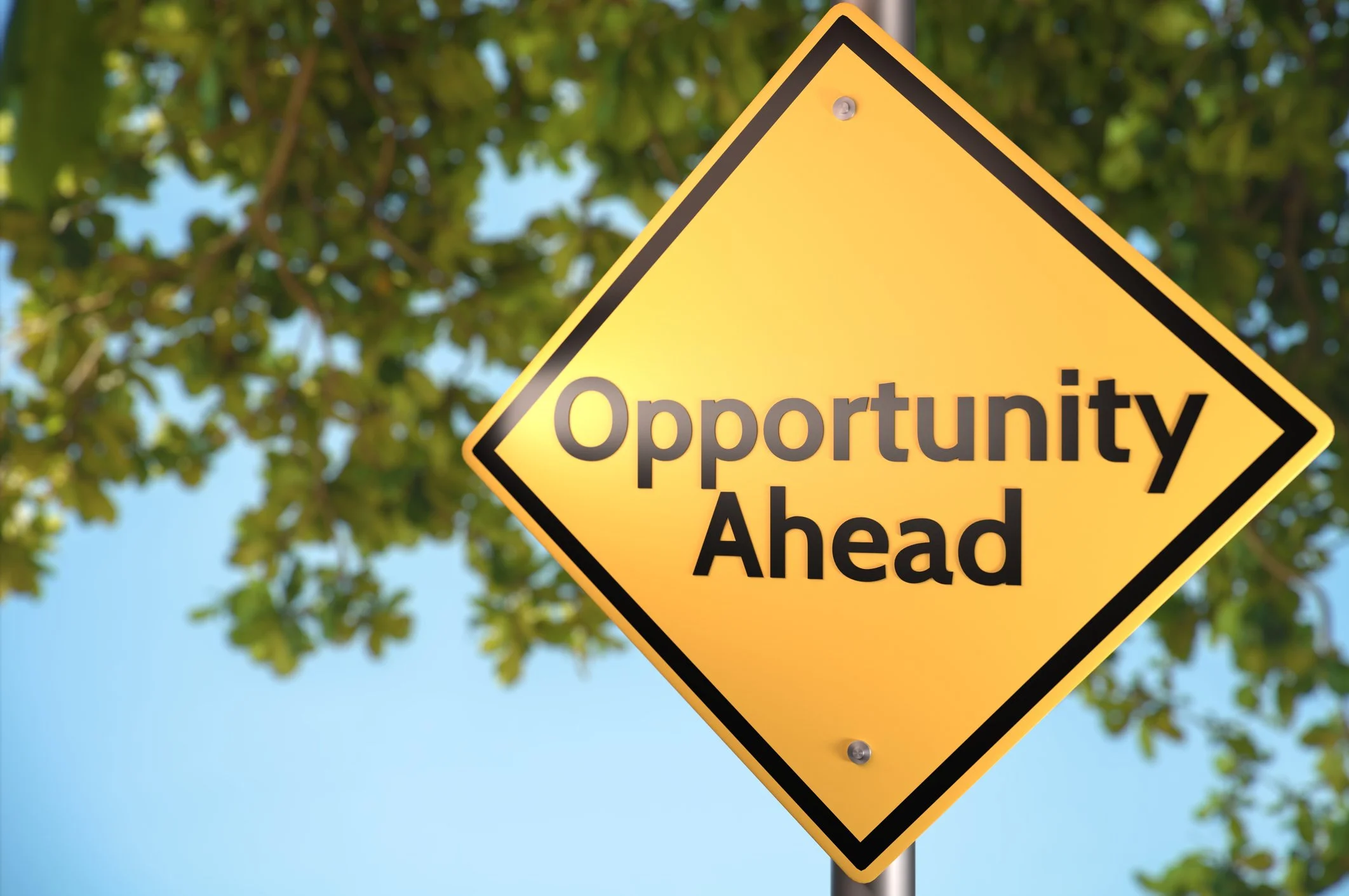 a sign with the written words opportunity ahead