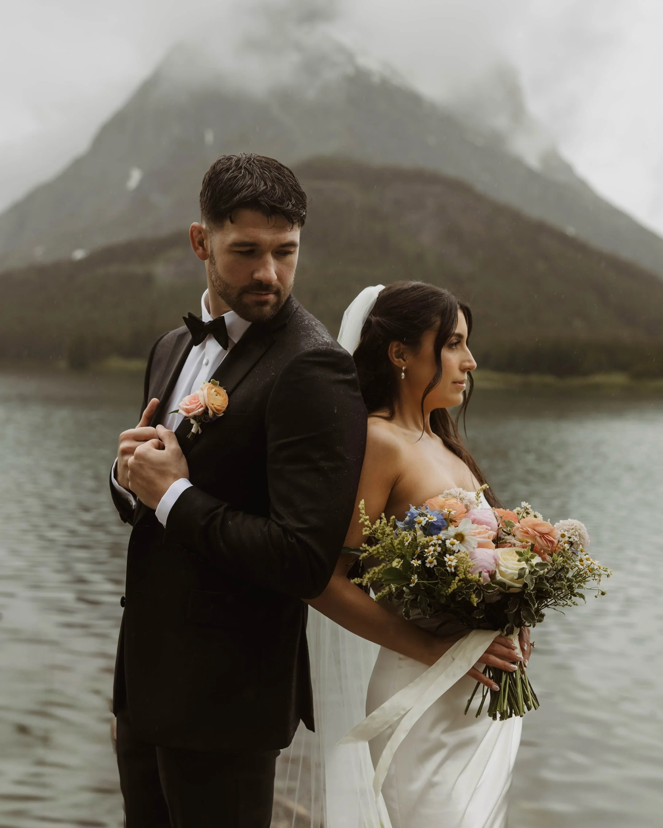 The last day in May in Glacier National Park with Elijah + Anna 💭⚡️ 

From the most gorgeous cloud covered + misty first look at Many Glacier, to a quiet and still ceremony at Sun Point + ending the evening at Two Medicine - I think it&rsquo;s safe 