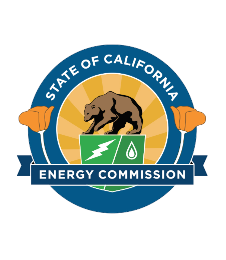 Seal of the California Energy Commission featuring a bear, battery, and water droplet along with the text 'State of California Energy Commission'.