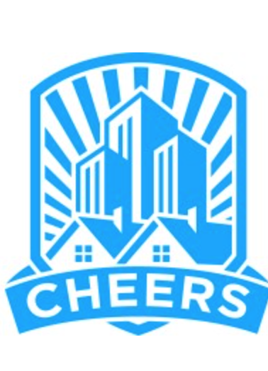 A blue logo featuring three stylized houses with the word 'CHEERS' at the bottom.