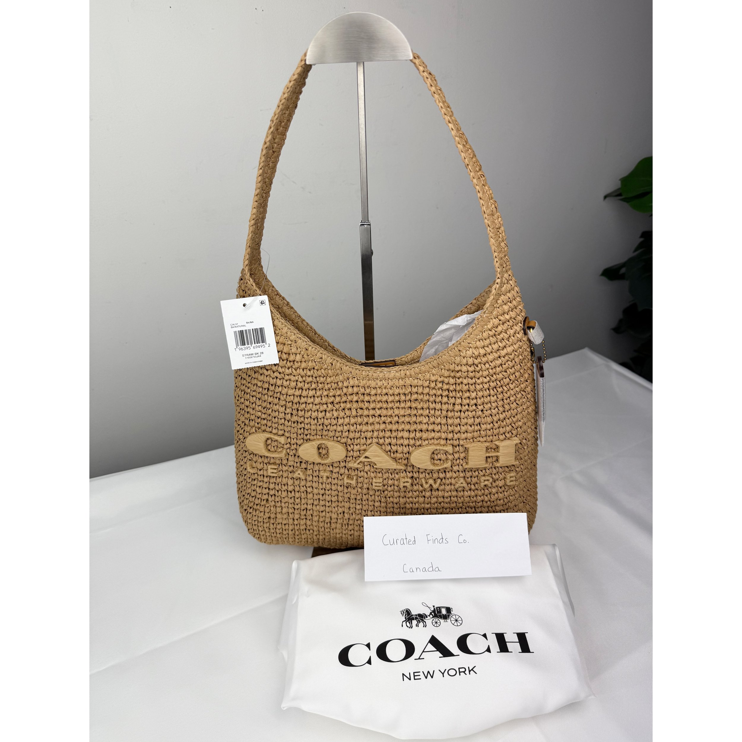 💰SOLD💰 Coach Brooklyn Shoulder Bag 28 CAL97 Brass/Natural Straw Hobo Tote NWT