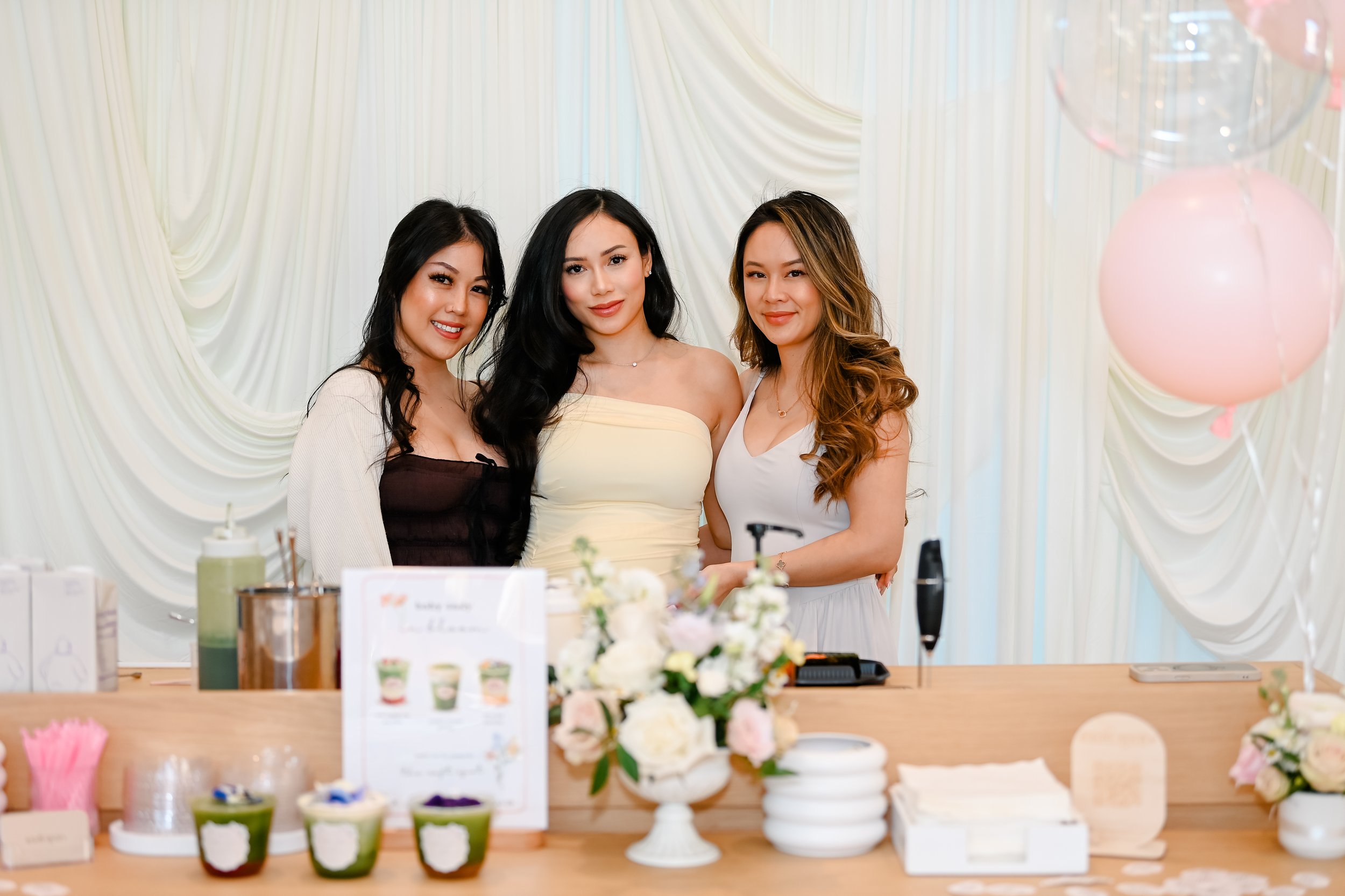 The Soft Spot founders with their mobile matcha and espresso bar setup at a private event