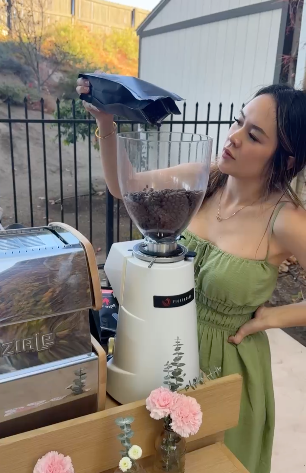 Barista preparing espresso drinks at The Soft Spot mobile espresso bar catering wedding event