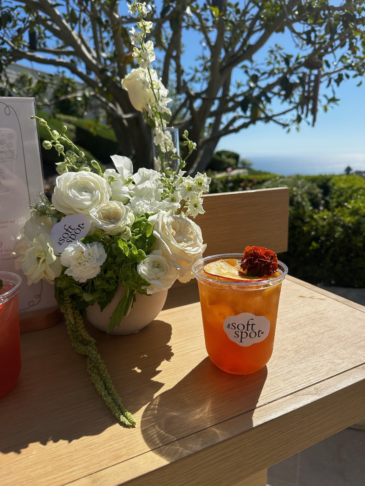 Signature tea served by The Soft Spot mobile beverage bar at a private event in Orange County.