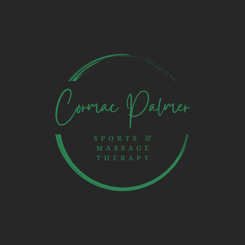 Logo for Cornac Palmer Sports & Massage Therapy on a dark background with green text and design elements