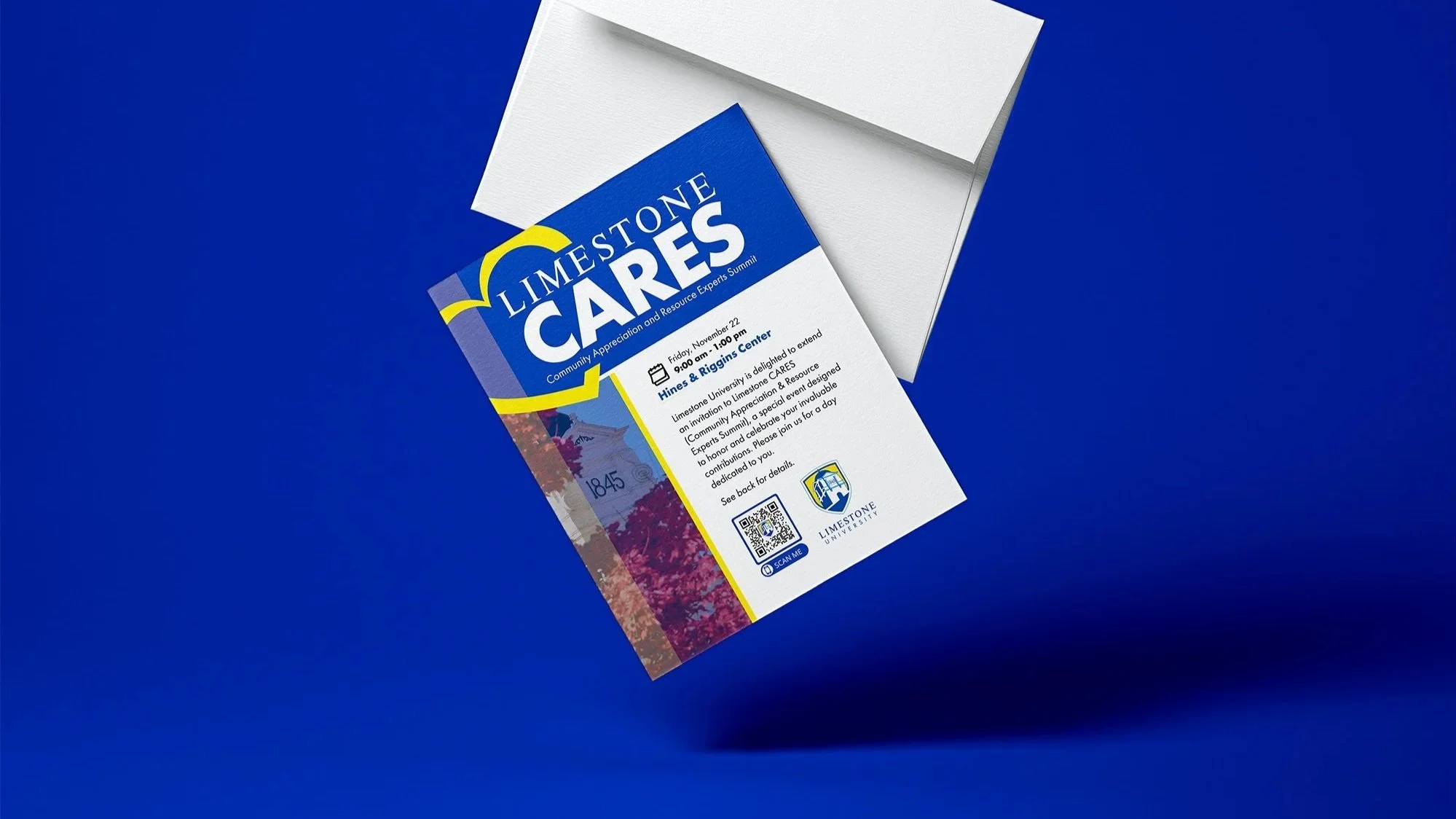 invitation card with envelope on dark blue background