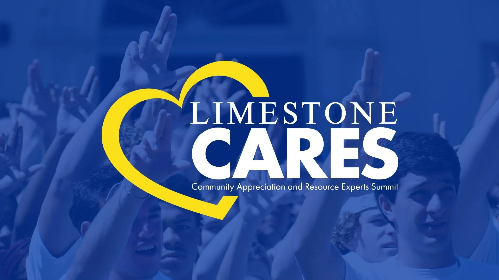 a group of college students hold the l sign at limestone university