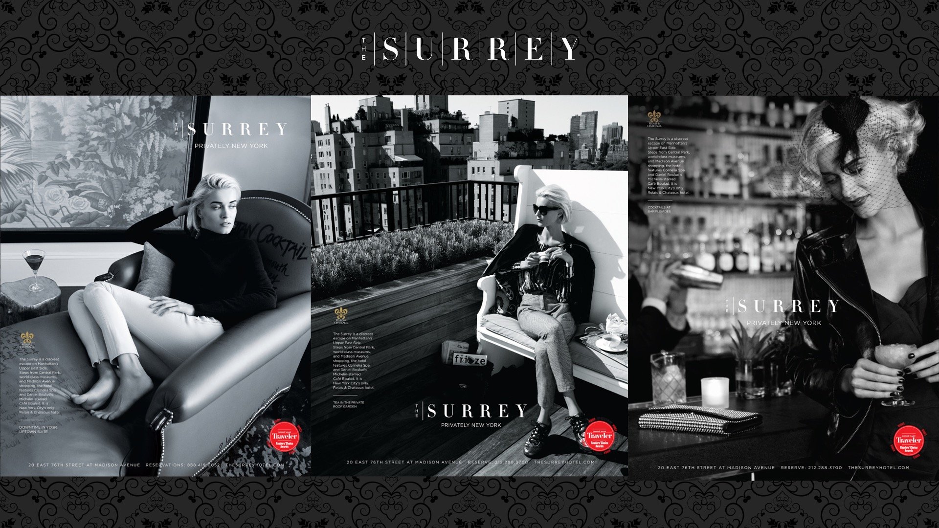 We led art direction and campaign development for a striking black-and-white print series that captured The Surrey’s distinct point of view through editorial, story-driven imagery.