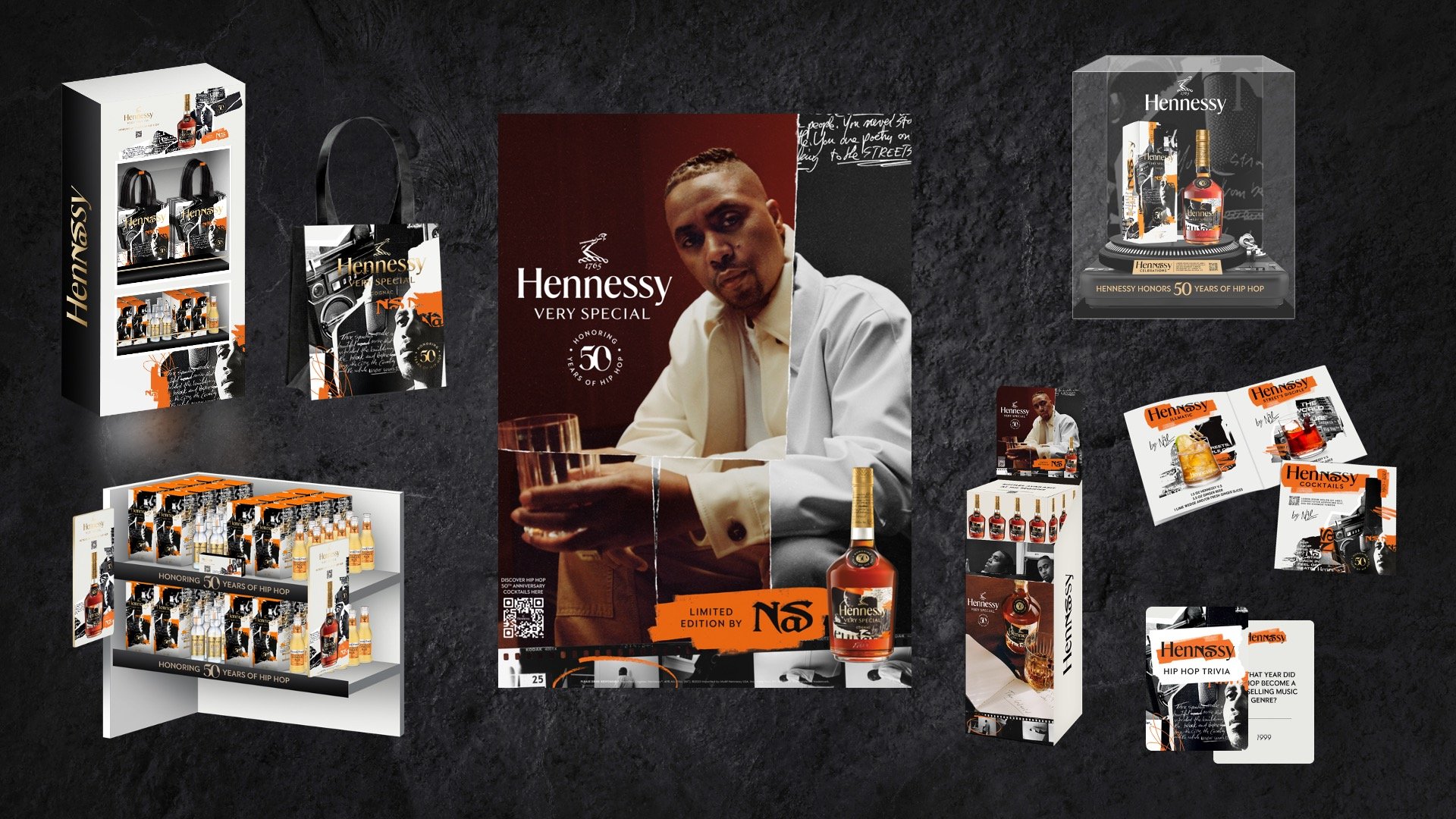 We developed a full suite of premium POSM assets designed to create impact across both off- and on-premise environments. From case bins and recipe cards to custom trivia and a bar-night toolkit, each element was crafted to drive engagement, celebrat