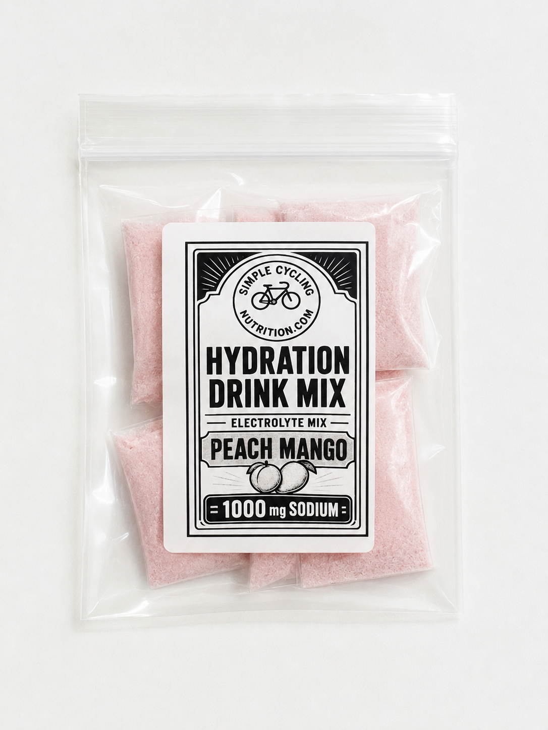 5 Pack Peach Mango Hydration Drink Mix 1000 milligrams of sodium each