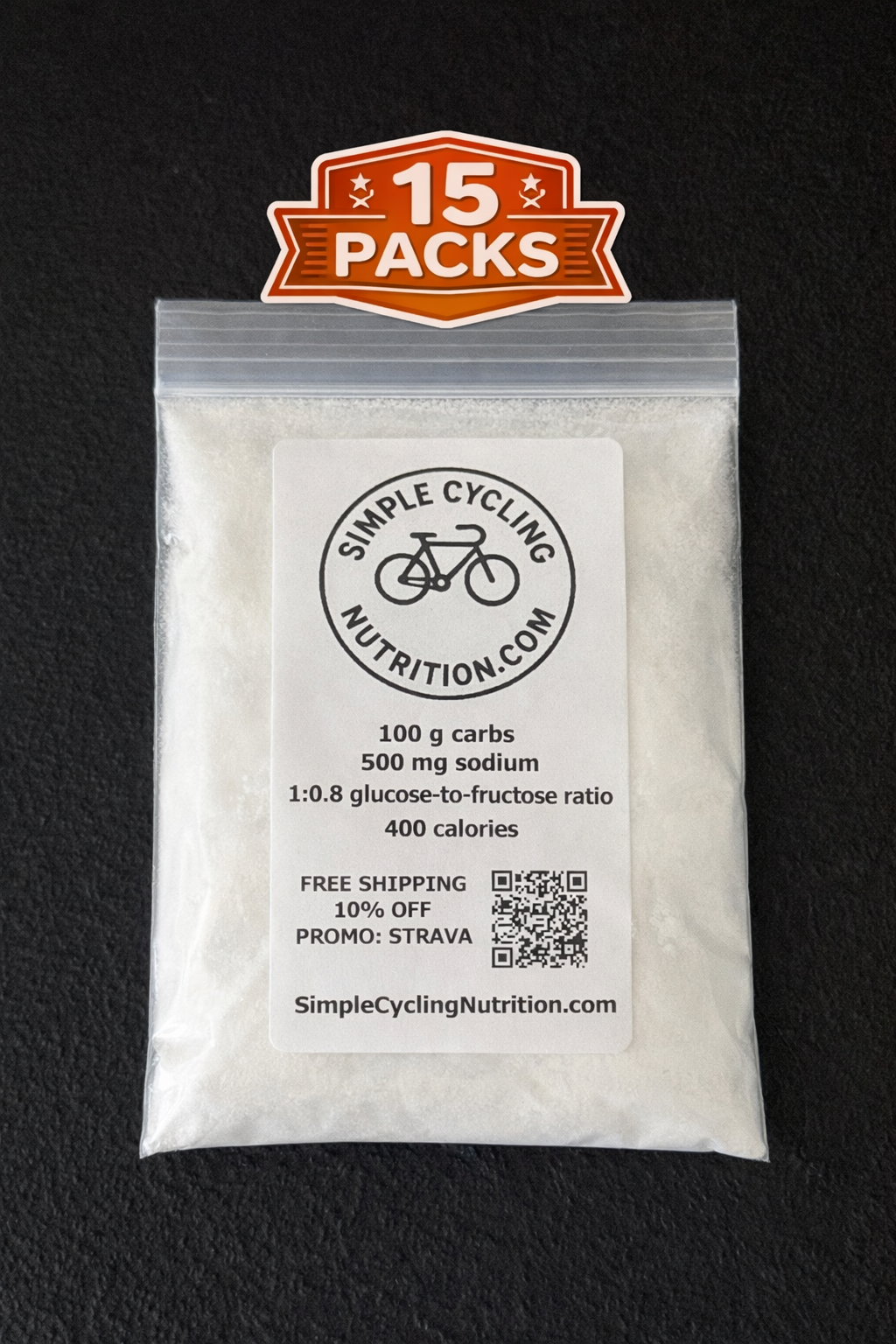 15 Packs 100 Carbs per bag 500 milligrams sodium