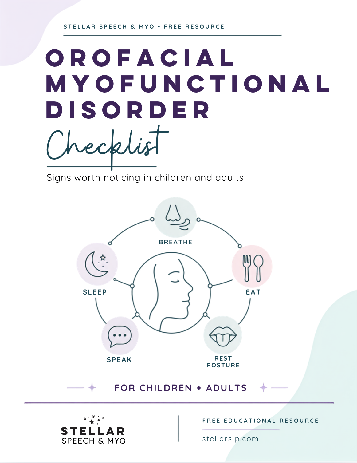 Orofacial myofunctional disorder checklist cover page