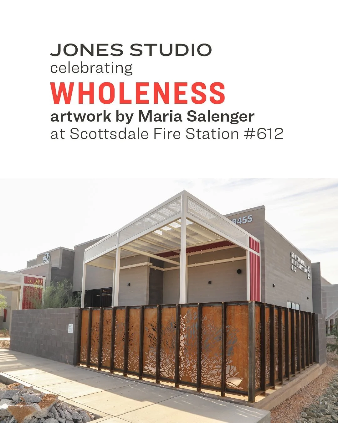 It&rsquo;s ribbon cutting day! Today we celebrate the opening of Scottsdale Fire Station #612 designed by Arrington Watkins and the unveiling of Wholeness, a public art installation by Jones Studio&rsquo;s Maria Salenger.

Created in close dialogue w