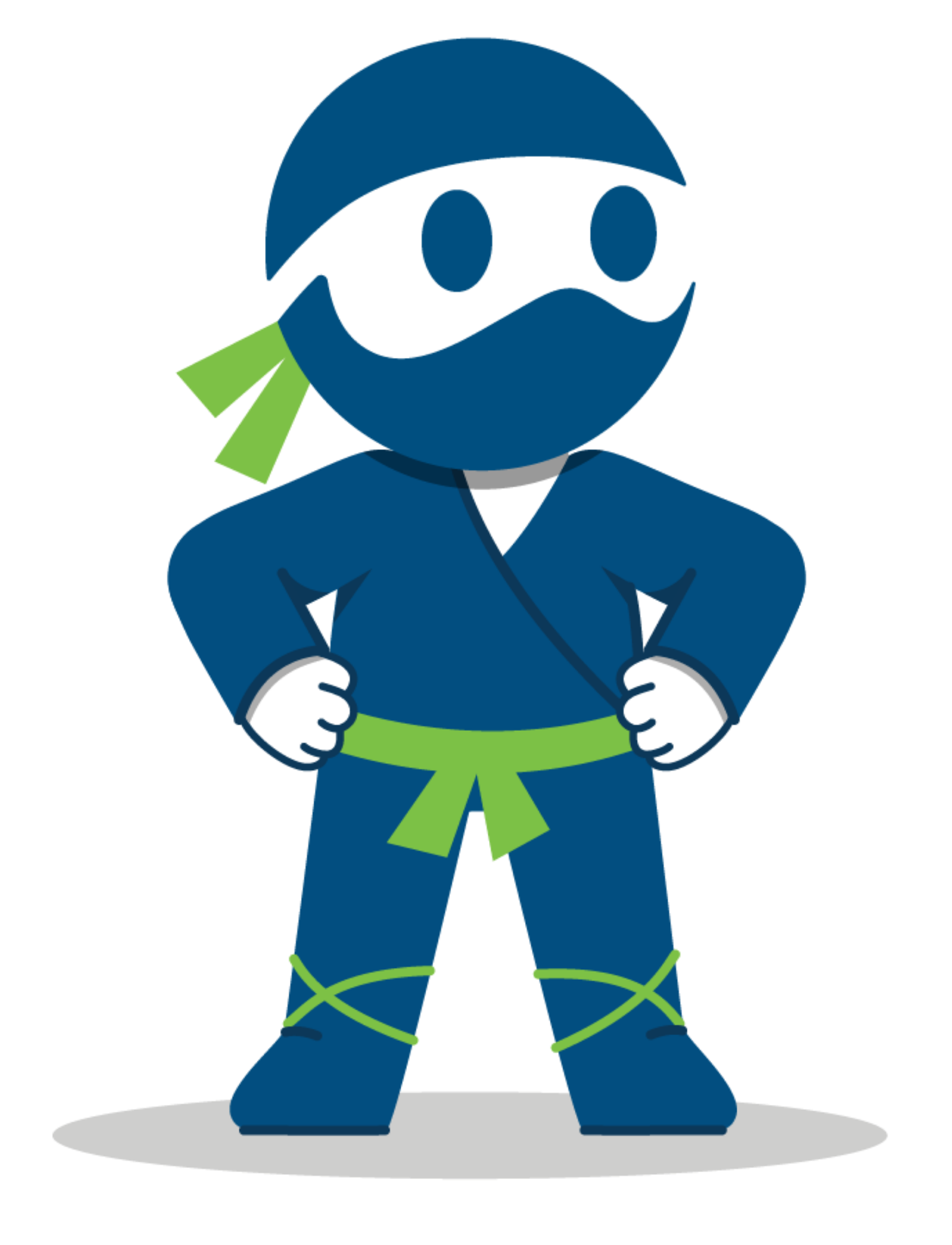 Franchise Ninja mascot standing with hands on hips