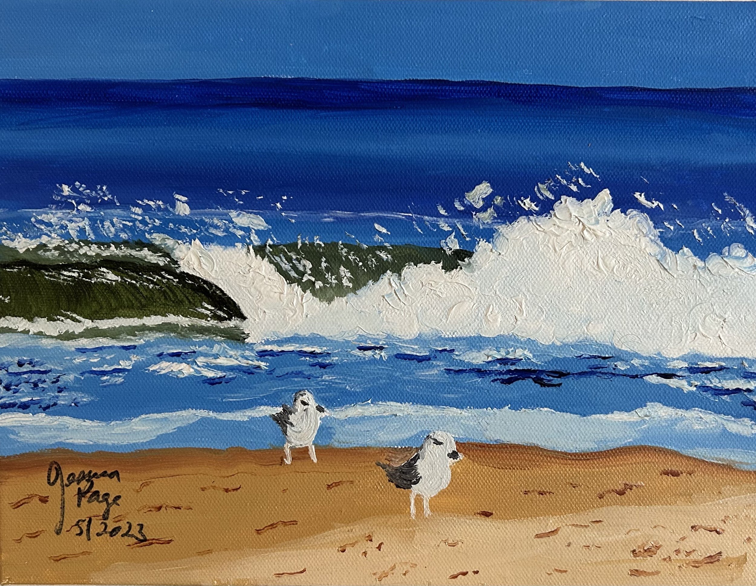 Seagulls at Rehoboth Beach (oil)