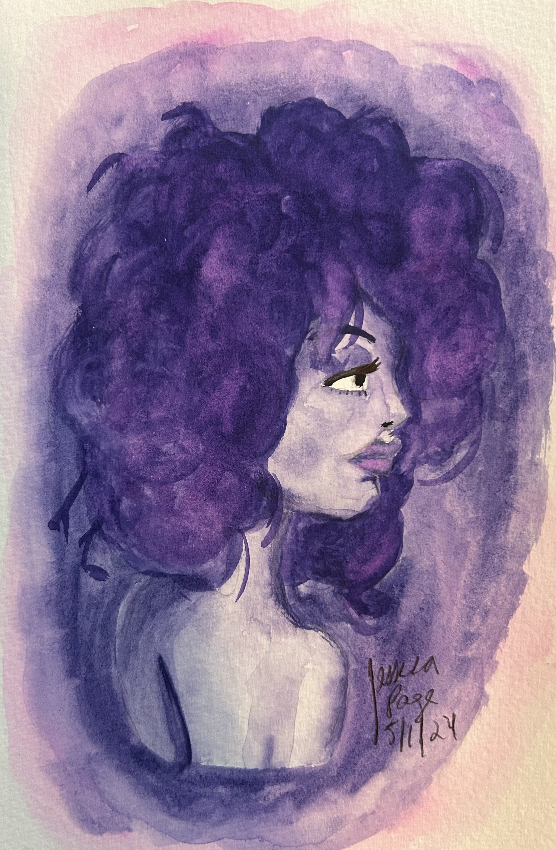 Girl in Purple and Pink (watercolor)