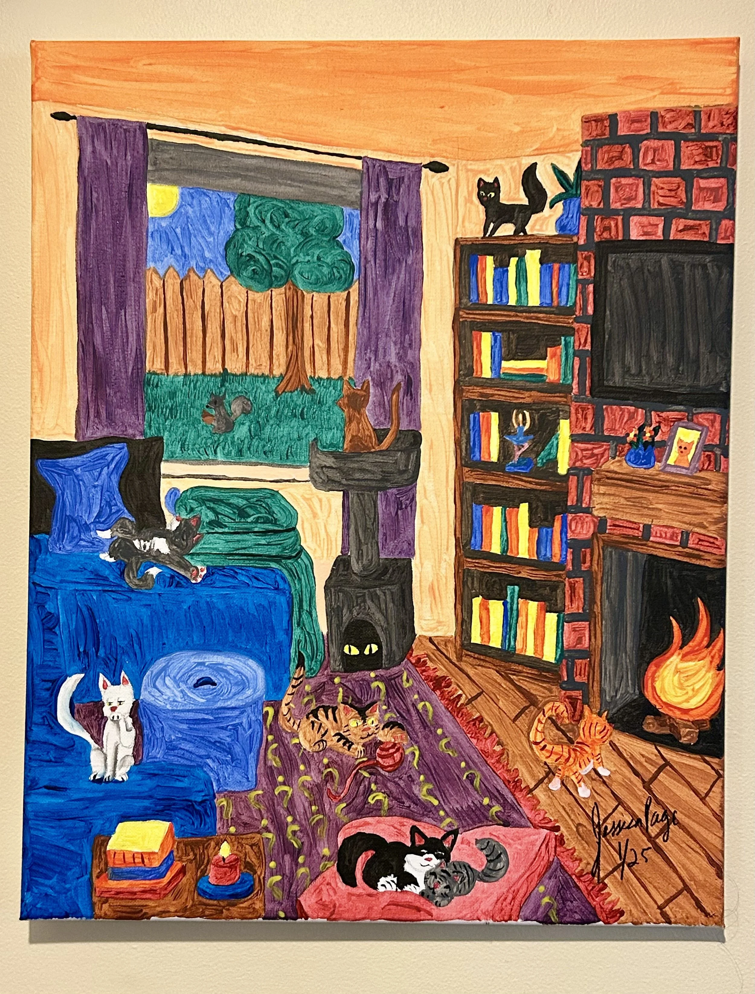 Living Room Cats (Canvas)