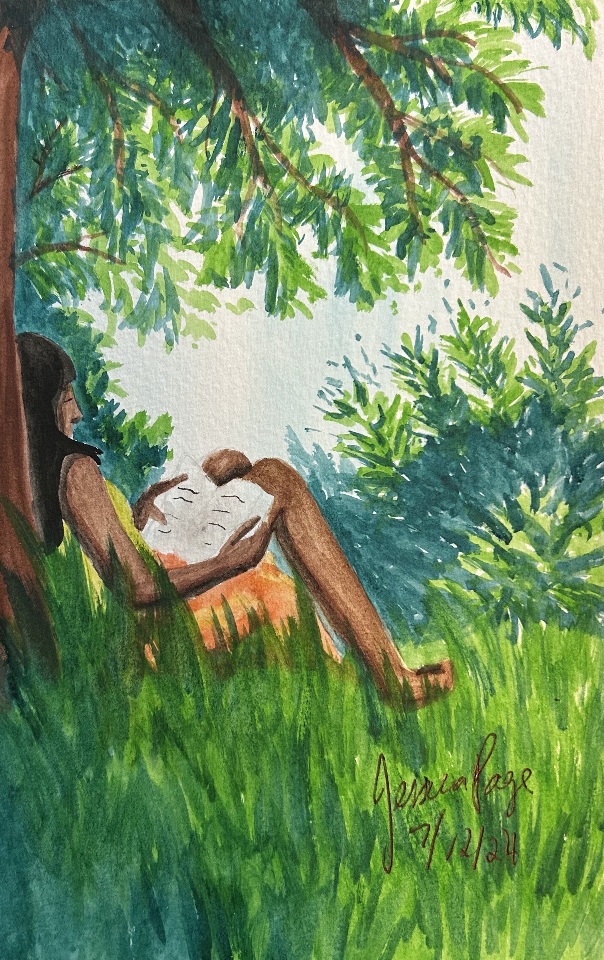 Outdoor Reading (watercolor)