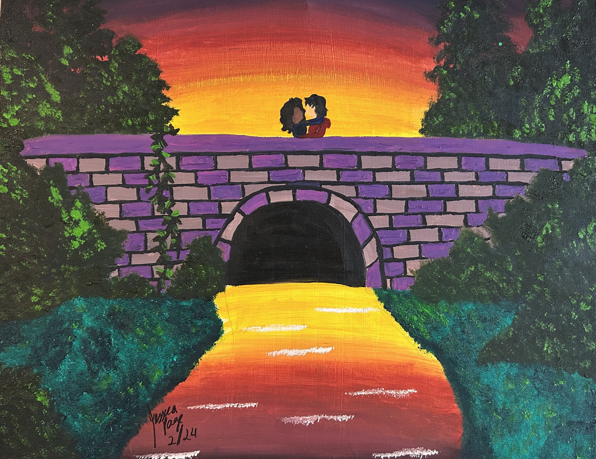 Sunset Over the Bridge (oil)